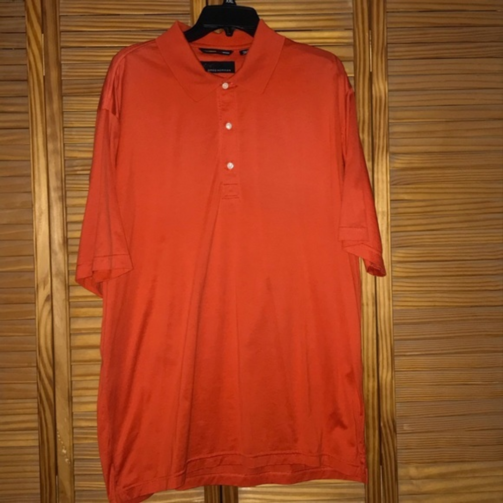 Greg Norman Orange Golf Short Sleeve Polo‎